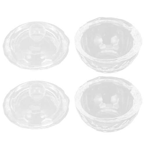 4Stk Maniküre Zubehör Dappen Dish Transparent Mit Deckel