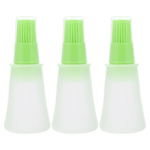 15Pcs Silicone Bbq Oil Brush Green Color with Leakproof Oil Dispenser