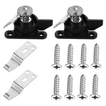 6Pcs Black Zinc Alloy Sliding Window Locks with Keys for Home Security