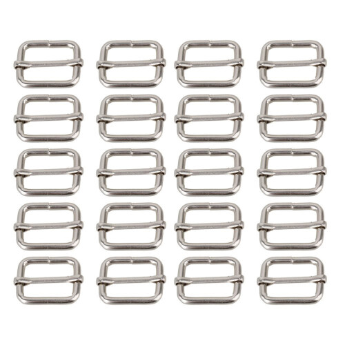 40Pcs Silver Iron Sliding Buckle Rollers for Pet Collars and Belts