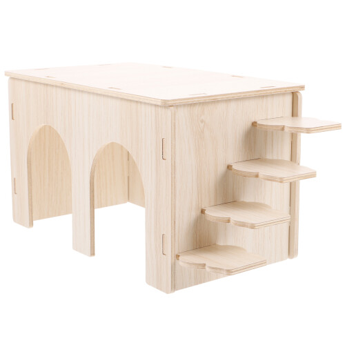 5Pcs Wear-Resistant Wooden Hamster Hideouts with Exercise Platform 2