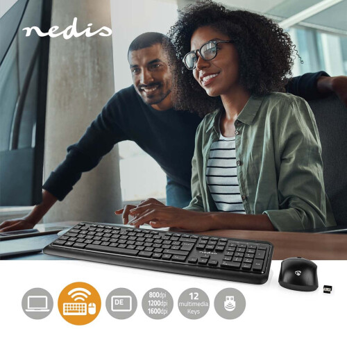 Mouse e teclado | Sem fio | Conectividade de mouse e teclado: USB | 800/1200/1600 dpi | DPI ajustável | QWERTZ | Layout DE