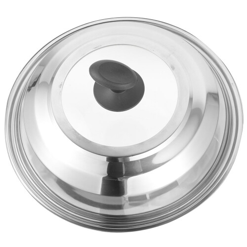 2Pcs Handled Stainless Steel Pot and Pan Lids Silver Kitchen Covers 1