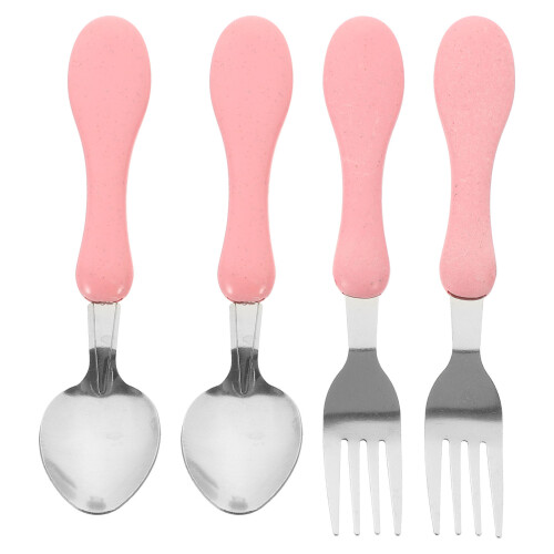 12Pièces Couverts Bébé Enfants Rose Acier Tableware