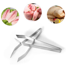 2Pièces Pince Arêtes Poisson Acier Ergonomique Cuisine Argent