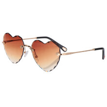 3Pcs Brown Rimless Heart Sunglasses Fashion Party Decorative Eyewear