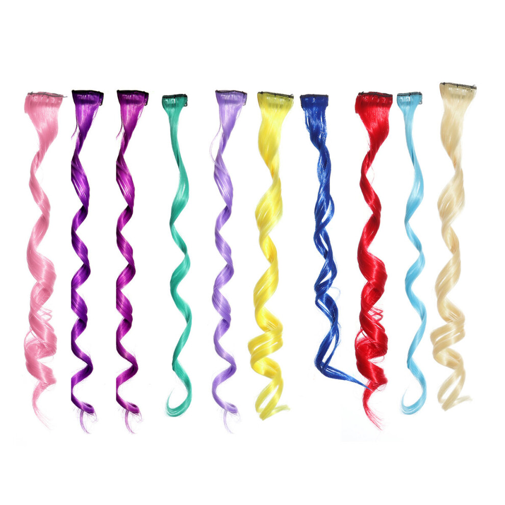 Artibetter 72Pcs Assorted Color Fake Hair Extensions Clip In Highlights For Women