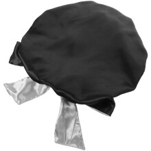 5Pièces Bonnet Satin Noir Nœud Pour Bain Et Frisés