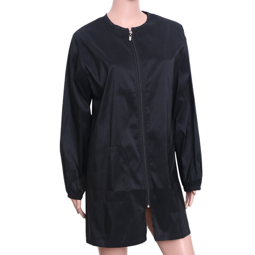 3Pcs Black Salon Waterproof Cape Zippered Barber Gown With Storage 3652346105535