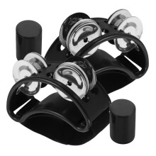 12Pcs Kids Foot Tambourine Shakers Plastic Musical Instrument Black