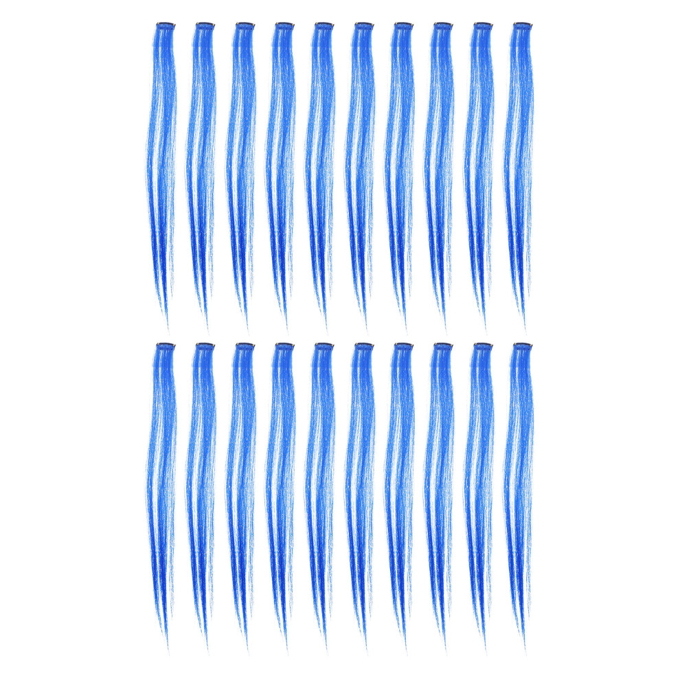 Happyyami 40Pcs Straight Clip In Hair Extensions Blue Hairpieces For Women