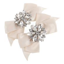 8Pcs Removable Bow Shoe Clips Beige Fabric Wedding Shoe Accessories