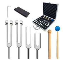 4-Teiliges Stimmgabel-Set (128 Hz, 136,1 Hz, 528 Hz, 4096 Hz) mit Reflexhämmern und Silikonbasen Zur Chakra-Heilung und Klangtherapie