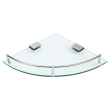 2Sets Shower Corner Rack Glass Shelf Stainless Steel Wall Holder