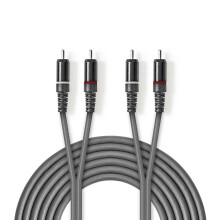Stereoljudkabel | 2x RCA Hane | 2x RCA Hane | Nickelplaterad | 3.00 m | Rund | Mörkgrå | Papphülle
