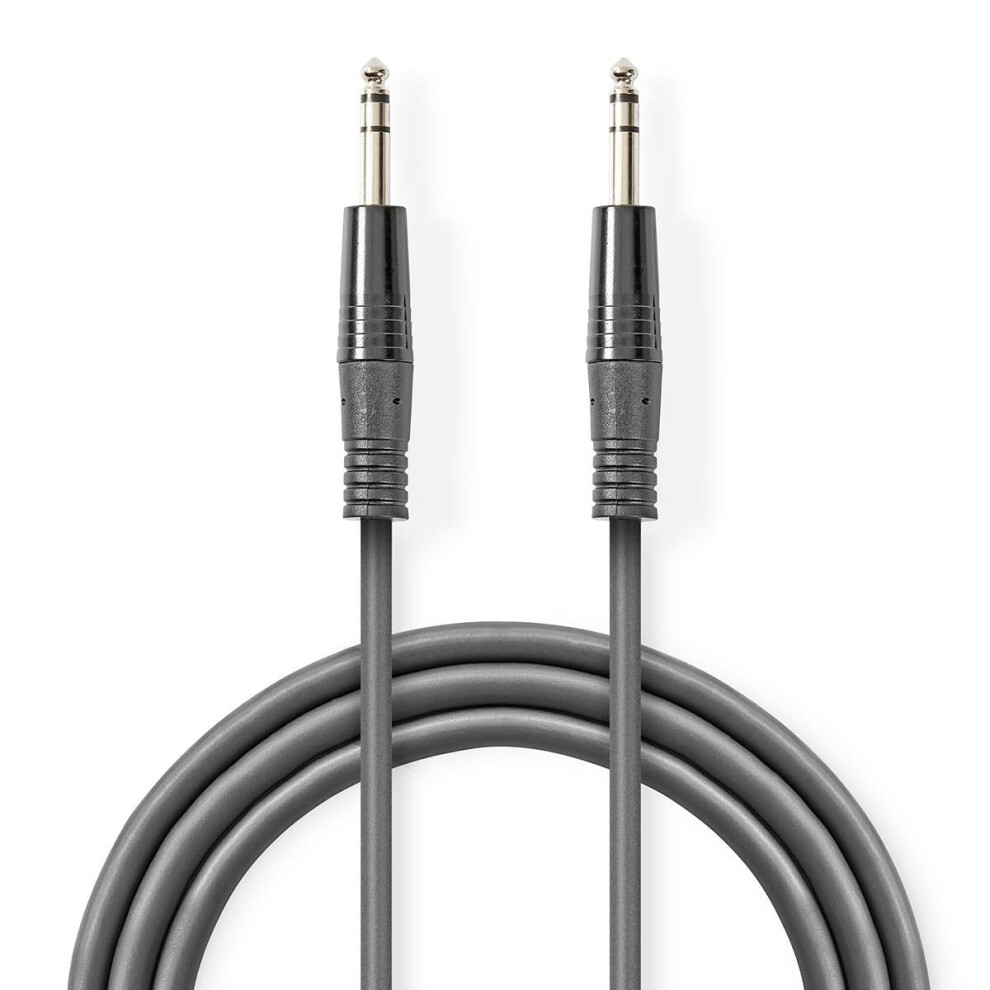 Stereo Audio Cable | 6.35 Mm Male | 6.35 Mm Male | Nickel Plated | 1.50 M | Round | | Cardboard Sleeve Dark/Gray 5412810295234