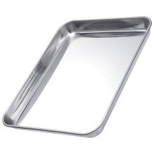 2Pcs Silver Stainless Steel Oven Bake Pan Flat Food Container Tray