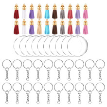 3Sets Creatief DIY Sleutelhanger Pakket Acryl En Legering Met Kwastjes