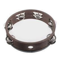 2Pièces Tambourine Percussion Bois Métal Café, Idéal Pédagogie Enfant