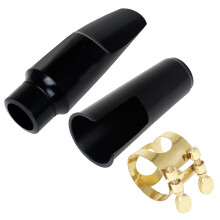 1Ensemble Kit Saxophone Alto Ligature Métal Cap Plastique Noir Durable