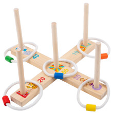 4Sets Colorful Kids Throwing Rings Educational Wooden Coordination Toy