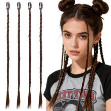 20Pcs Braided Hair Extension Wig Synthetic Light Brown for Women