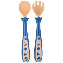 3Sets Baby Training Utensils Blue Bendable Spoon Fork Infant Tableware