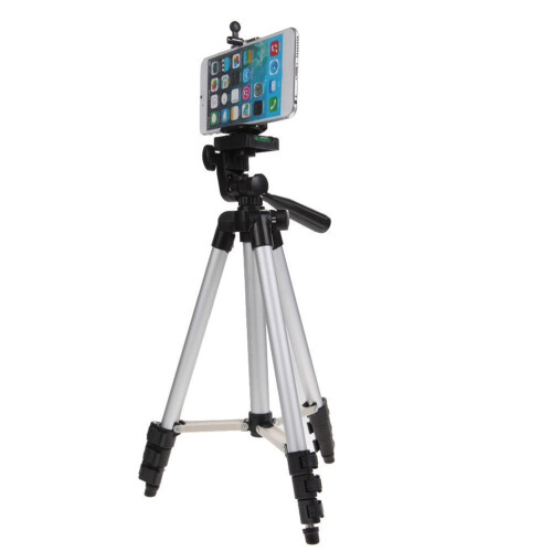 3Pcs Silver Camera Tripod Stand with 3-Section Legs and Phone Holder
