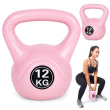 Kettlebell 12 kg per esercizi, manubri, palla pesi, carico fitness, rosa, ModernHome
