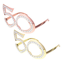 4Pcs Colorful Plastic 50Th Birthday Glasses Reusable Party Photo Props