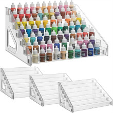 4 Pack Clear Paint Organizer 7 Layers Acrylic Paint Organizer Storage Rack Rack Miniature Holder for Bottles