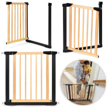Barrera de seguridad, 74-80 cm, para escaleras y puertas, metal y madera, ECOTOYS