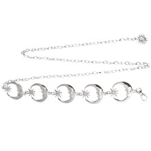 3Stk Damen Hüftgürtel Silber Punk Metall Taillenkette Stylisch