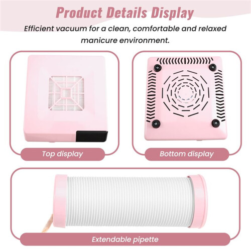 60W High Power Nail Cleaner Dual Vertical Filter Nail Nail Dust Machine EU Plug 2