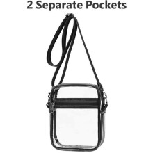 Clear Bag Stadium Approved, Clear Purse with Adjustable Shoulder Strap for Sports Outdoor,Black