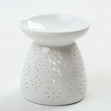 Ceramic Wax Melting Essential Oil Burner, Star Pattern, Hollow Carved Ceramic Candle Furnace Essential Oil Lamp