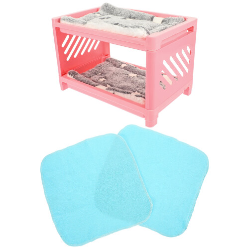 2Sets Pink Double-Layer Hamster Bed Multi-Function Small Pet Hideout