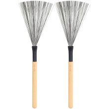 2Paires Brosse Drum Métal Manche Érable Portable Pour Enfants Argent