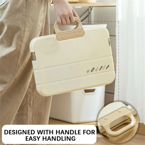 A4 Plastic File Folder with Lock Handle Portable Box File Waterproof Filing Supplies Multi-Purpose Document Bag A 1