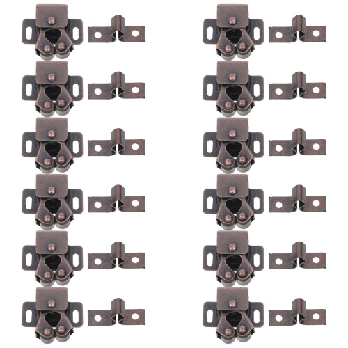 24Sets Durable Double Roller Ball Catch Cabinet Door Latch Dark Brown