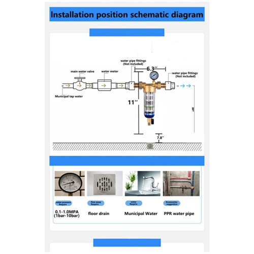 Pre Filter Purifier Whole House Spin Down Sediment Water Filter Central Prefilter System Backwash Stainless Steel Mesh D 1