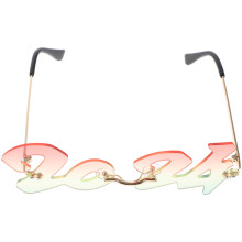 4Pcs Multi Acrylic New Years Glasses 2024 Fun Rimless Sunglasses Props