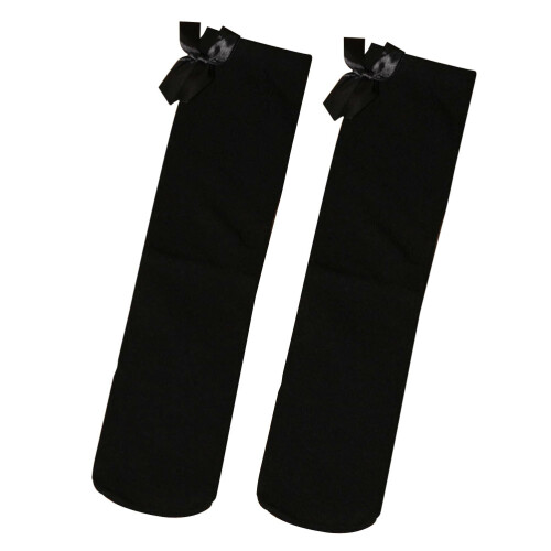 2Paires Bas Coton Enfants Rayés Style Nœud