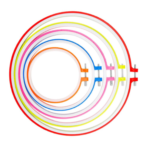 15Pcs DIY Plastic Embroidery Hoops Assorted Colors for Fabric Crafting