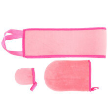 2Sets Pink Flocked Tanning Mitt & Back Lotion Applicator Kit for Women