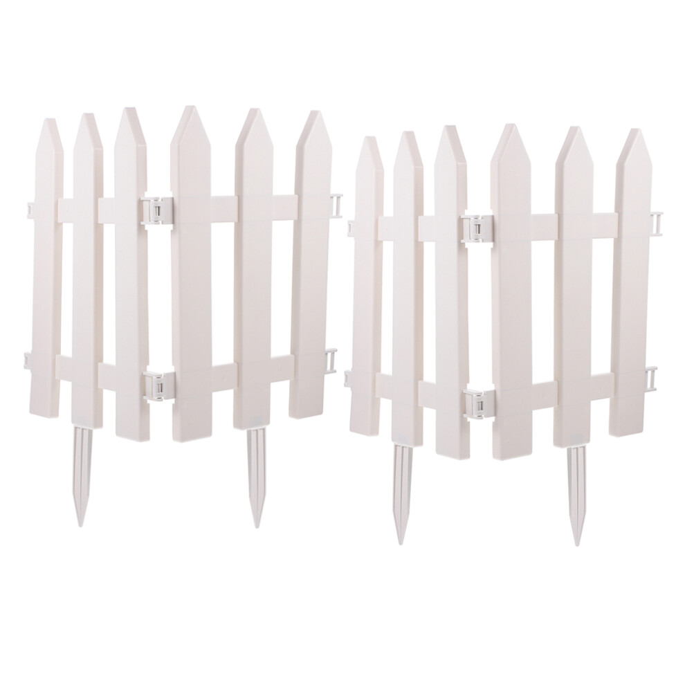 8Sets White Plastic Garden Fence Decorative Lawn Border For Flowerbeds 3652346144022