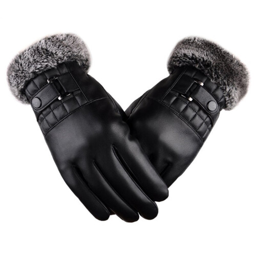 2Pièces Noir Hommes PU Cuir Doublés Écran Tactile