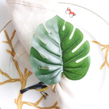 Monstera Napkin Rings Set of 10, Faux  Tree Napkin Ring, Green Leaf Serviette Buckles Holder for Table Setting