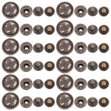 40Ensembles Boutons Pression Bronze Sacs Couture Alliage Zinc Marron