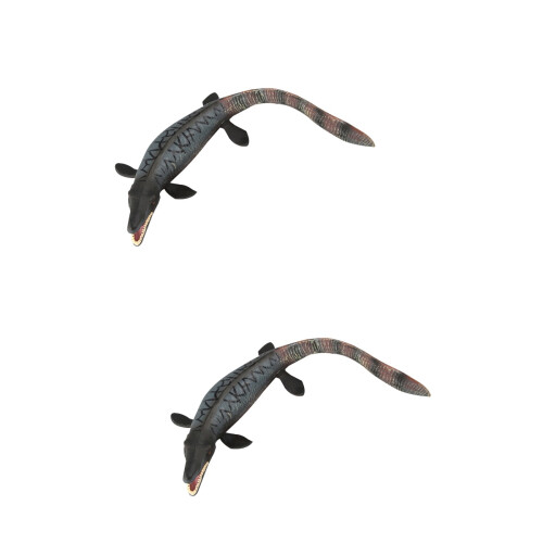 2Stk Realistisches Plastik Dinosaurier Modell Grau Büro 1